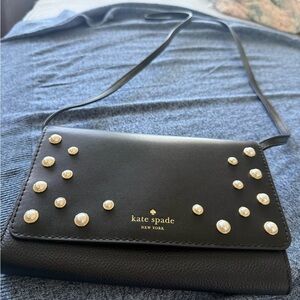 Kate Spade Black Crossbody Bag with Pearl Accents